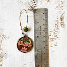 Load image into Gallery viewer, Hoop Earrings with ceramic bead - Flowers, Rajasthani Miniature
