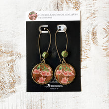 Load image into Gallery viewer, Hoop Earrings with ceramic bead - Flowers, Rajasthani Miniature