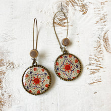 Load image into Gallery viewer, Hoop Earrings with ceramic bead - Mural, King's Quarters, Amer Fort, Jaipur