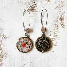 Load image into Gallery viewer, Hoop Earrings with ceramic bead - Mural, King's Quarters, Amer Fort, Jaipur