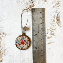 Load image into Gallery viewer, Hoop Earrings with ceramic bead - Mural, King's Quarters, Amer Fort, Jaipur