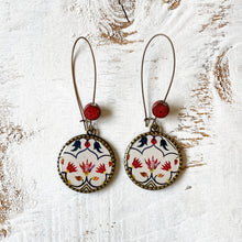 Load image into Gallery viewer, Hoop Earrings with ceramic bead - Peitra Dura, Taj Mahal, Agra