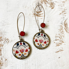 Load image into Gallery viewer, Hoop Earrings with ceramic bead - Peitra Dura, Taj Mahal, Agra