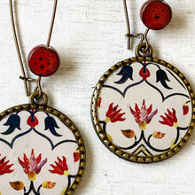 Load image into Gallery viewer, Hoop Earrings with ceramic bead - Peitra Dura, Taj Mahal, Agra
