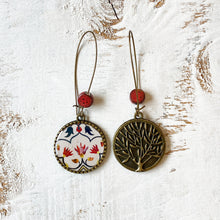 Load image into Gallery viewer, Hoop Earrings with ceramic bead - Peitra Dura, Taj Mahal, Agra