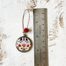 Load image into Gallery viewer, Hoop Earrings with ceramic bead - Peitra Dura, Taj Mahal, Agra