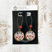 Load image into Gallery viewer, Hoop Earrings with ceramic bead - Peitra Dura, Taj Mahal, Agra