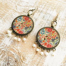 Load image into Gallery viewer, Balis with semiprecious stone - Naqashi - Kashmir, Gulhazara