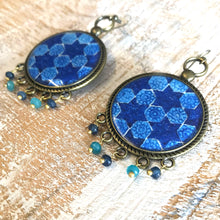 Load image into Gallery viewer, Balis with semiprecious stone - Mughal Motifs Blue Tiles