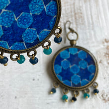 Load image into Gallery viewer, Balis with semiprecious stone - Mughal Motifs Blue Tiles