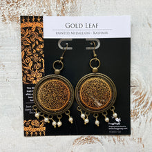 Load image into Gallery viewer, Balis with semiprecious stone - Gold Leaf Painted Medallion, Kashmir