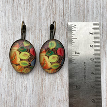 Load image into Gallery viewer, 25 mm Oval Lever Back - Hazaara - Naqashi Kashmir Colourful Leaves