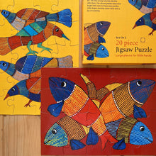 Load image into Gallery viewer, Jigsaw Puzzle 20 Pieces  - Gond Bird and Fish
