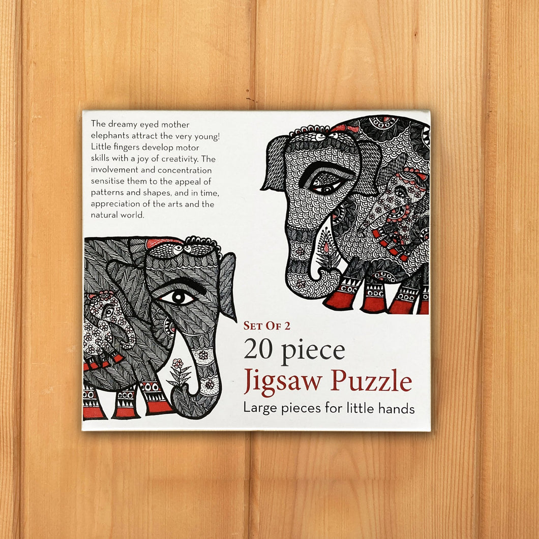 Jigsaw Puzzle 20 Pieces  - Madhubani Elephants