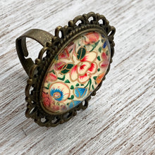 Load image into Gallery viewer, 25 mm Oval - Kashmiri Papier Mache (Blur Red Colourful)
