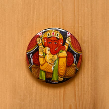 Load image into Gallery viewer, Fridge Magnet Round - Ganesha Red