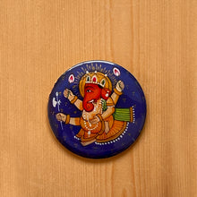 Load image into Gallery viewer, Fridge Magnet Round - Ganesha Blue