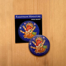 Load image into Gallery viewer, Fridge Magnet Round - Ganesha Blue