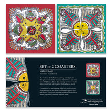 Load image into Gallery viewer, Coasters set of 2 - Madhubani Fish