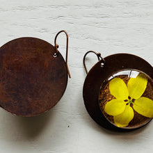Load image into Gallery viewer, Round Copper Earrings with Glass - Laburnum
