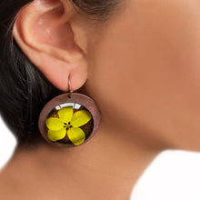 Load image into Gallery viewer, Round Copper Earrings with Glass - Laburnum