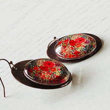 Load image into Gallery viewer, Round Copper Earrings with Glass - Naqashi