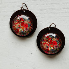 Load image into Gallery viewer, Round Copper Earrings with Glass - Naqashi