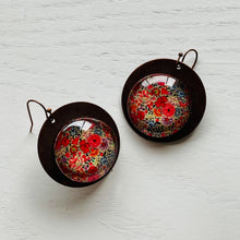 Load image into Gallery viewer, Round Copper Earrings with Glass - Naqashi