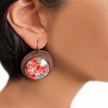 Load image into Gallery viewer, Round Copper Earrings with Glass - Naqashi