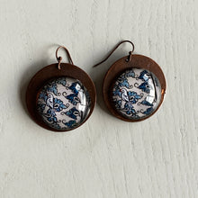 Load image into Gallery viewer, Round Copper Earrings with Glass - Patachitra Bird