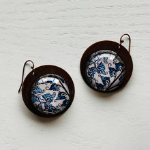 Load image into Gallery viewer, Round Copper Earrings with Glass - Patachitra Bird