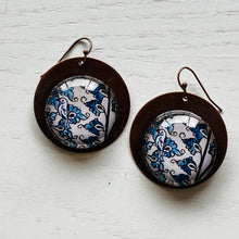 Load image into Gallery viewer, Round Copper Earrings with Glass - Patachitra Bird
