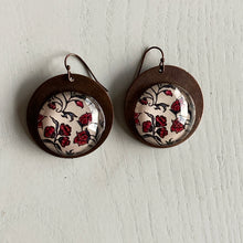 Load image into Gallery viewer, Round Copper Earrings with Glass - Poppy