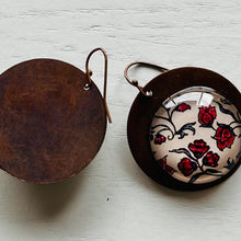 Load image into Gallery viewer, Round Copper Earrings with Glass - Poppy