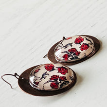 Load image into Gallery viewer, Round Copper Earrings with Glass - Poppy