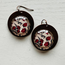 Load image into Gallery viewer, Round Copper Earrings with Glass - Poppy
