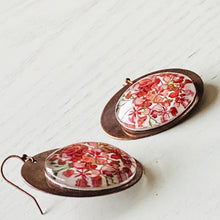Load image into Gallery viewer, Round Copper Earrings with Glass - Gulmohar