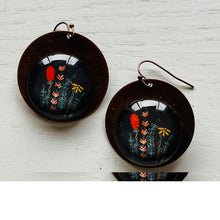Load image into Gallery viewer, Round Copper Earrings with Glass - Kumaon