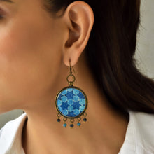 Load image into Gallery viewer, Balis with semiprecious stone - Mughal Motifs Blue Tiles
