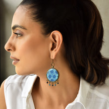 Load image into Gallery viewer, Balis with semiprecious stone - Mughal Motifs Blue Tiles
