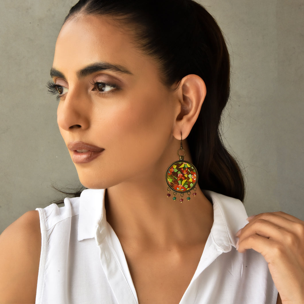 Balis with semiprecious stone - Naqashi - Kashmiri, Papier Mache, Gul-e-Lala