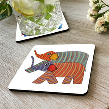 Load image into Gallery viewer, Coasters set of 2 - Gond Elephants and Cows
