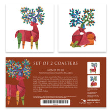 Load image into Gallery viewer, Coasters set of 2 - Gond Deer
