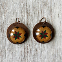 Load image into Gallery viewer, Round Copper Earrings with Glass - Mumbai Mintons Star

