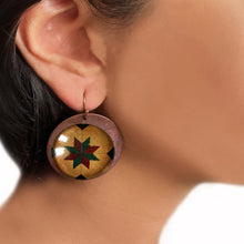 Load image into Gallery viewer, Round Copper Earrings with Glass - Mumbai Mintons Star
