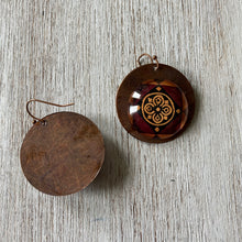 Load image into Gallery viewer, Round Copper Earrings with Glass - Mumbai Mintons - Flower in circle

