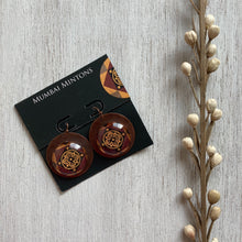 Load image into Gallery viewer, Round Copper Earrings with Glass - Mumbai Mintons - Flower in circle

