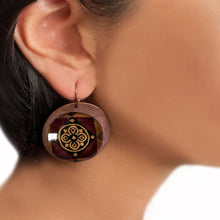 Load image into Gallery viewer, Round Copper Earrings with Glass - Mumbai Mintons - Flower in circle
