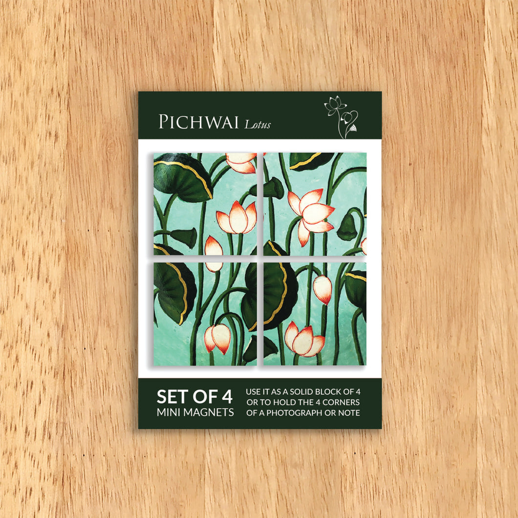 Fridge Magnet set of 4 - Pichwai Lotus