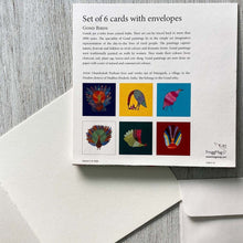 Load image into Gallery viewer, Note Cards set of 6 with Envelopes - Gond Birds
